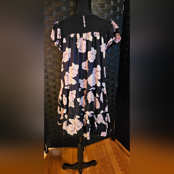 Free People Baby Doll Black Floral Lace Dress - Picture 5 of 7